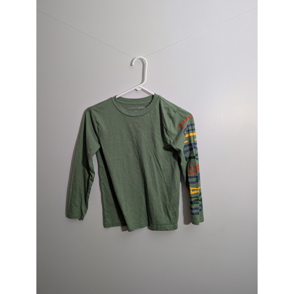 Z2 Lucky Brand Boys small‎ Long Sleeve Tee Green Sellout Sleeve 8